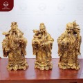 Bộ tượng Tam đa Phúc Lộc Thọ bằng đồng vàng cao 45cm ngang 20cm 