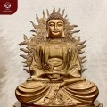 Bộ tượng Tây phương Tam thánh tỏa hào quang bằng đồng đỏ