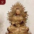 Bộ tượng Tây phương Tam thánh tỏa hào quang bằng đồng đỏ