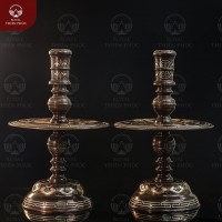 Chân nến thờ bằng đồng khảm tam khí kỹ cao 60cm họa tiết Long Phụng