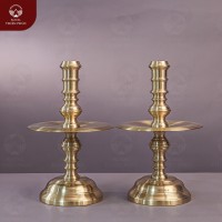 Chân nến thờ gia tiên bằng đồng catut mẫu trơn 