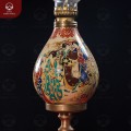 Đèn dầu cô tiên bầu tròn để bàn thờ bằng đồng sơn màu 