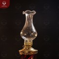 Đèn dầu thờ cúng bằng đồng cao 20cm bầu thủy tinh trong suốt màu đỏ