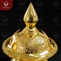 Đèn thờ đẹp bầu tròn bằng đồng đỏ mạ vàng tĩnh điện cao 46cm