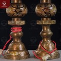 Đèn thờ đẹp chạm họa tiết hoa sen bằng đồng khảm tam khí 