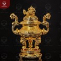 Đỉnh đồng đẹp mạ vàng 24k chạm hoa văn rồng phượng cao 50cm