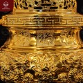 Đỉnh đồng đẹp mạ vàng 24k chạm hoa văn rồng phượng cao 50cm