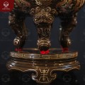 Đỉnh đồng thờ cúng chạm song long khảm tam khí kỹ cao 50cm