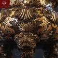 Đỉnh đồng thờ cúng chạm song long khảm tam khí kỹ cao 50cm