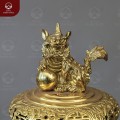Đỉnh đồng thờ cúng gia tiên tai rồng vàng đúc máy màu mộc