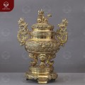 Đỉnh đồng thờ cúng gia tiên tai rồng vàng đúc máy màu mộc