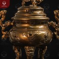 Đỉnh hương đồng chạm dơi cao 60cm bằng đồng đỏ hun nâu
