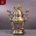 Đỉnh hương đồng vàng catut bày bàn thờ chạm hoa sòi 