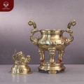 Đỉnh hương đồng vàng catut bày bàn thờ chạm hoa sòi 