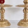 Đôi chân nến bằng đồng vàng mộc họa tiết Long Lân Quy Phụng