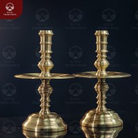 Đôi chân nến thờ mẫu trơn bằng đồng catut 45cm