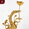 Đôi hạc đồng vàng đúc máy cưỡi rùa ngậm sen để bàn thờ