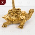 Đôi hạc đồng vàng đúc máy cưỡi rùa ngậm sen để bàn thờ