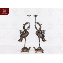 Đôi hạc thờ bằng đồng hai lai màu sắc cổ kính cao 45cm