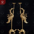 Hạc đồng vàng mộc ngậm cành sen cao 60cm để bàn thờ  