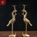 Hạc thờ để bàn bằng đồng vàng catut màu mộc cao 20cm 