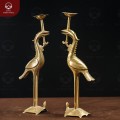 Hạc thờ để bàn bằng đồng vàng catut màu mộc cao 20cm 