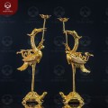 Hạc thờ gia tiên bằng đồng đỏ mạ vàng cao 45cm 