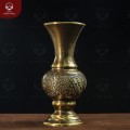 Lọ hoa bằng đồng 2 công nghệ chạm nổi vườn Cúc cao 40cm 