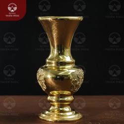 Lọ hoa thờ Tùng Hạc bằng đồng đúc máy cao 25cm nặng 1,3kg 