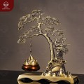 Lư đồng đốt trầm hun nâu treo cây tùng kích thước 20x23cm  