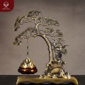 Lư đồng đốt trầm hun nâu treo cây tùng kích thước 20x23cm  