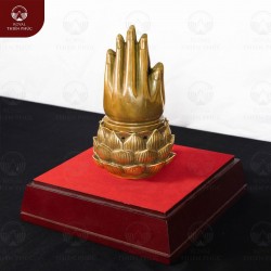 Lư đốt trầm bằng đồng vàng hình Phật thủ kích thước 10x18cm 