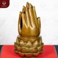 Lư đốt trầm bằng đồng vàng hình Phật thủ kích thước 10x18cm 