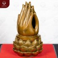 Lư đốt trầm bằng đồng vàng hình Phật thủ kích thước 10x18cm 