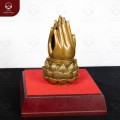 Lư đốt trầm bằng đồng vàng hình Phật thủ kích thước 10x18cm 