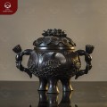 Lư đốt trầm hương bầu tròn nắp sen đồng vàng hun giả cổ cao 18cm