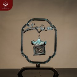 Lư đốt trầm hương mái đình bằng đồng vàng hun giả cổ