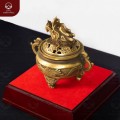 Lư xông trầm bằng đồng vàng nắp đầu rồng cỡ nhỏ