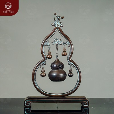 Lư xông trầm hồ lô bằng đồng vàng hun nâu cố kính