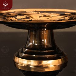 Mâm bồng bằng đồng đỏ cạo màu Long Phụng chầu Lộc