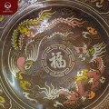 Mâm bồng đồng Long Phụng chầu Phúc khảm tam khí tinh xảo