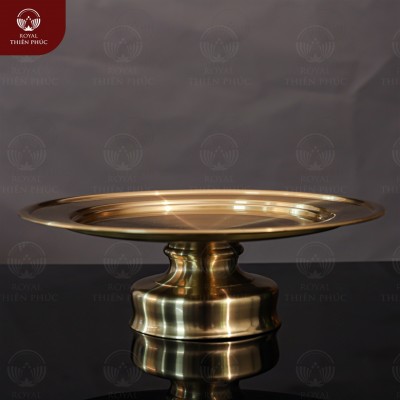 Mâm bồng ngũ quả thờ cúng gia tiên bằng đồng vàng catut