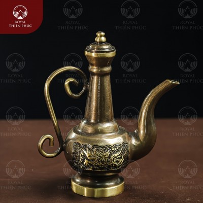  Nậm rượu thờ họa tiết Phượng Hoàng bằng đồng 2 công nghệ