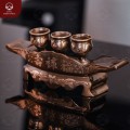 Ngai 3 chén nước bàn thờ đồng đỏ cạo màu chạm Hán tự