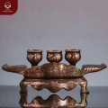 Ngai 3 chén nước bàn thờ đồng đỏ cạo màu chạm Hán tự
