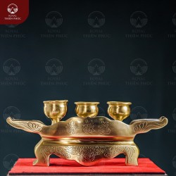 Ngai 3 chén thờ bằng đồng catut đại tự Phúc Lộc Thọ 