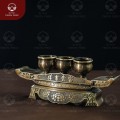 Ngai 3 chén thờ bằng đồng vàng 2 công nghệ Phú Quý Cát Tường