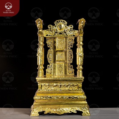 Ngai thờ đẹp chạm chữ Thọ triện bằng đồng vàng 