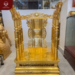 Ngai thờ và bài vị chạm chữ Nho bằng đồng mạ vàng 24k
