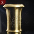 Ống đựng hương bằng đồng catut chạm ám hoa sen cao 30cm 